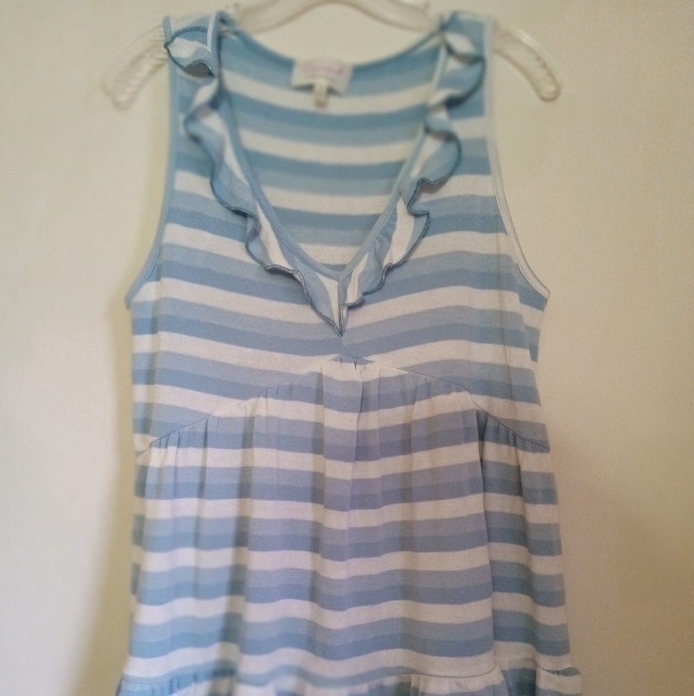 Sugar Fox ruffle vneck sleeveless terry babydoll top